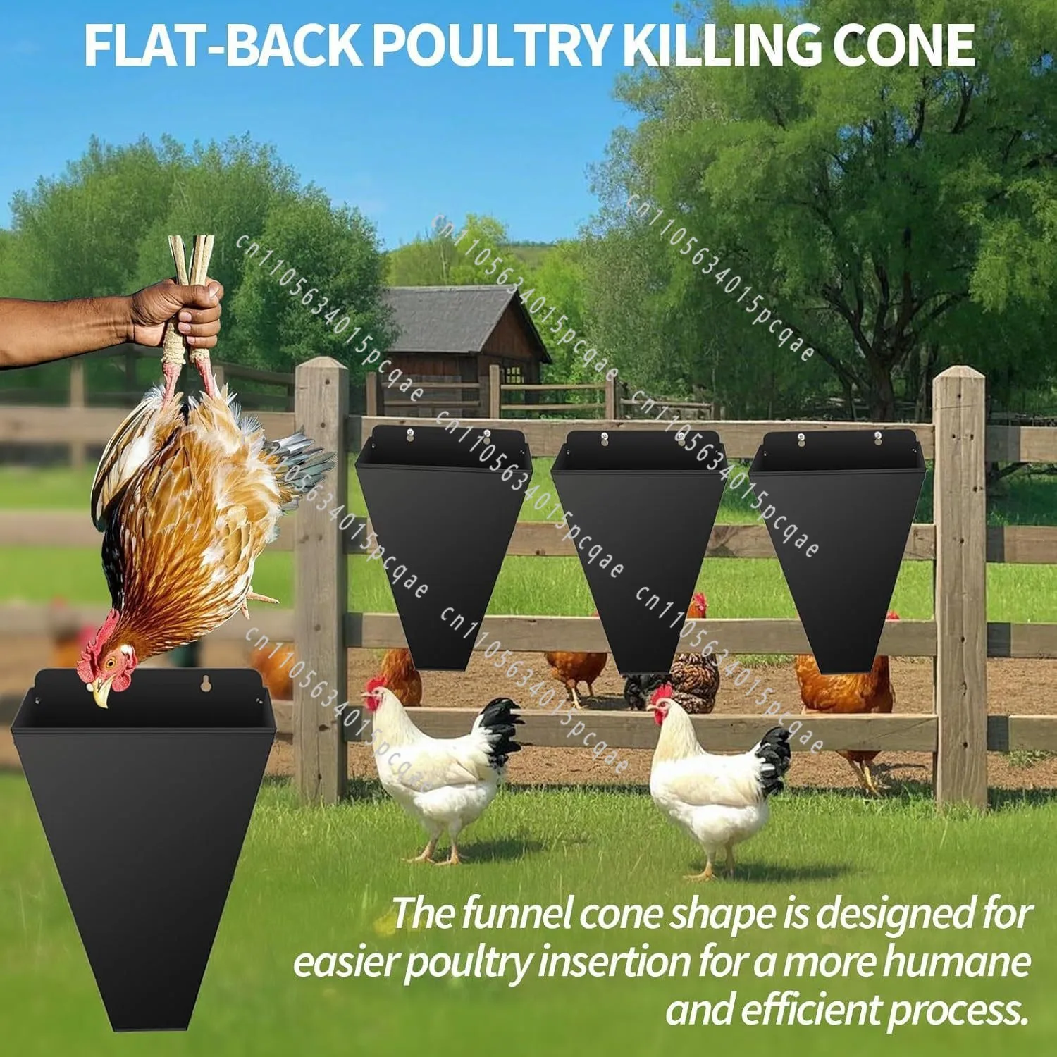 New Heavy Duty Metal Poultry Cone Flat Back Funnel Cone Poultry Restraint Cone