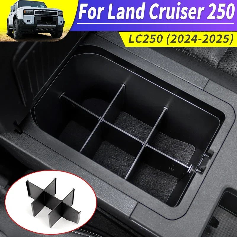 

For Toyota Land Cruiser Prado 250 LC250 2024 2025 Armrest Box Storage Divider Insert with Coin Slot ABS Car Interior Accessories
