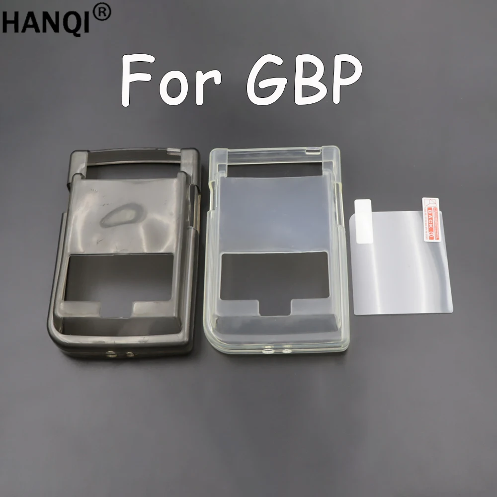 1Set Soft TPU Protective Case For GBP Console Shock‑proof Clear Smoke Shell Cover With Screen Protector