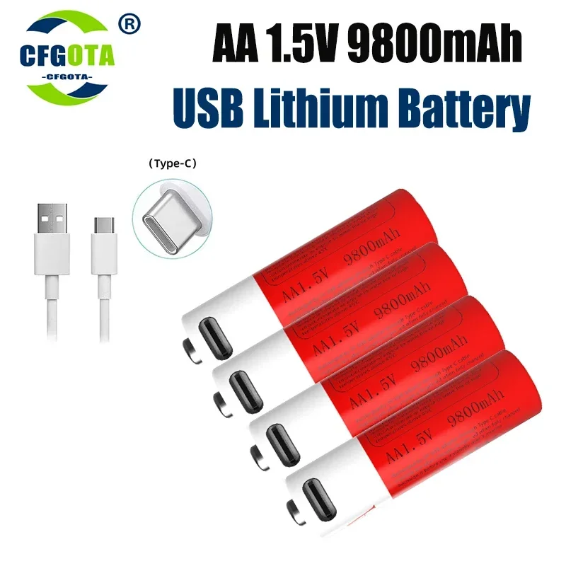 AA USB Rechargeable Lithium Ion Battery 1.5V AA 9800mah Power Bank Lifepo4 Batteries Aaa Recharable Lipo4 Recharchable Original