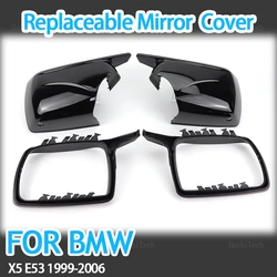 Black Side Mirror cover Caps Replacement New M Look Mirror Covers for BMW X5 E53 1999-2006