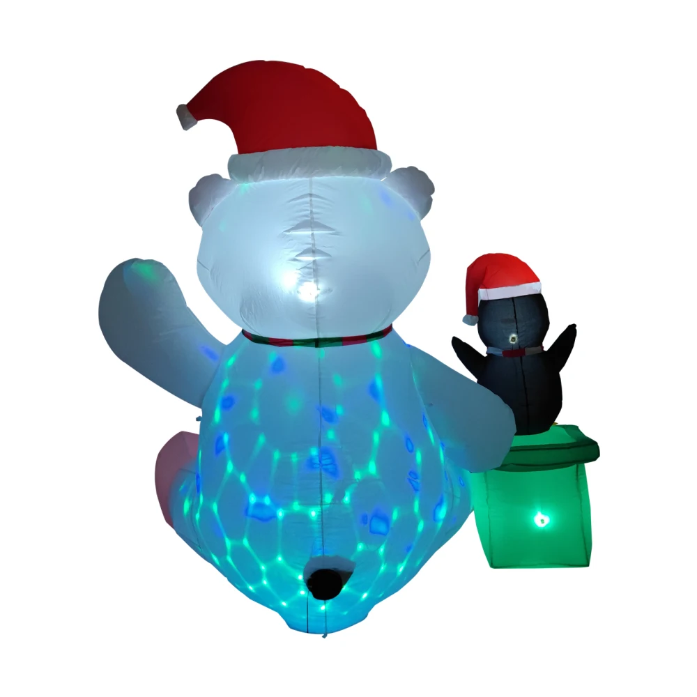الدب القطبي والبطريق القابل للنفخ لعيد الميلاد بطول 6 أقدام، مصابيح LED مدمجة، حديقة فناء مناسبة، حديقة، ديكور مربع للعطلات #5