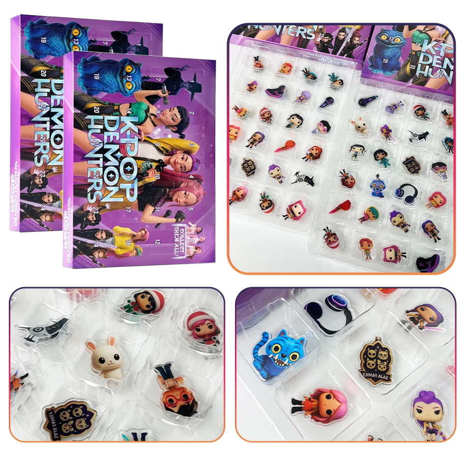 아크릴 데몬 헌터 크리스마스 트리 장식품 케이팝 스타일 어드벤트 블라인드 박스 귀여운 고딕 휴일 장식 십대 및 여성용 선물