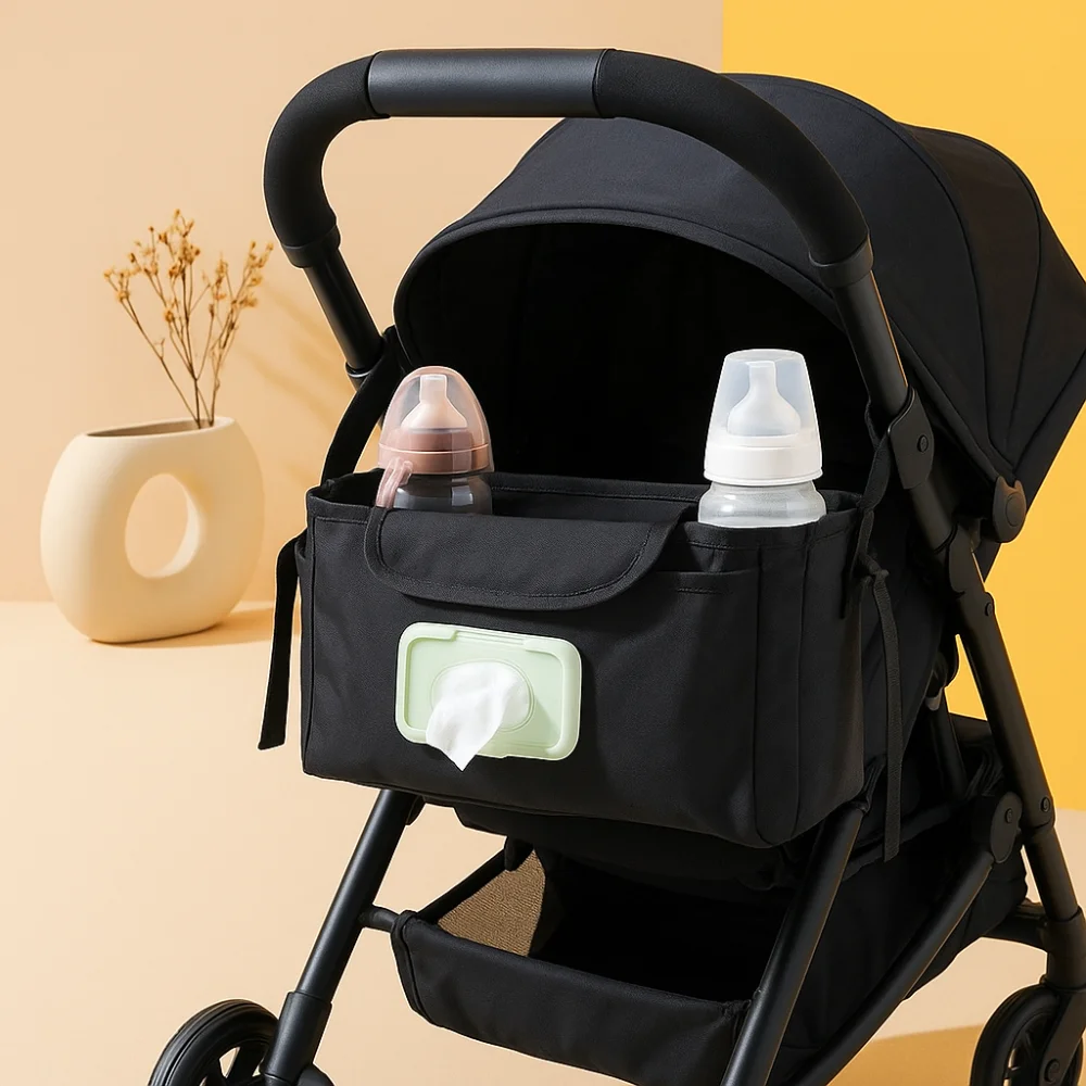 Multifunctional Baby Stroller Bag Waterproof with Multiple Pockets Wet Wipe Hanging Bag Mom Handbag Baby Care