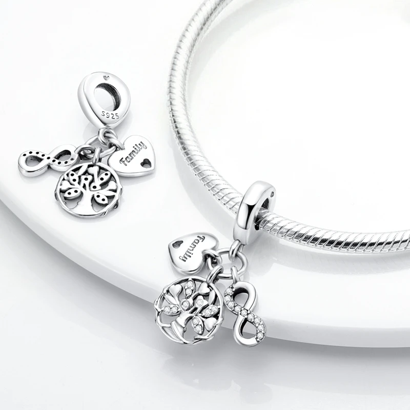 925 Silver Charms Beads Pendant Infinite Love Family Friendship Charms Fit Original Bracelet DIY Women Mother's Day Jewelry Gift