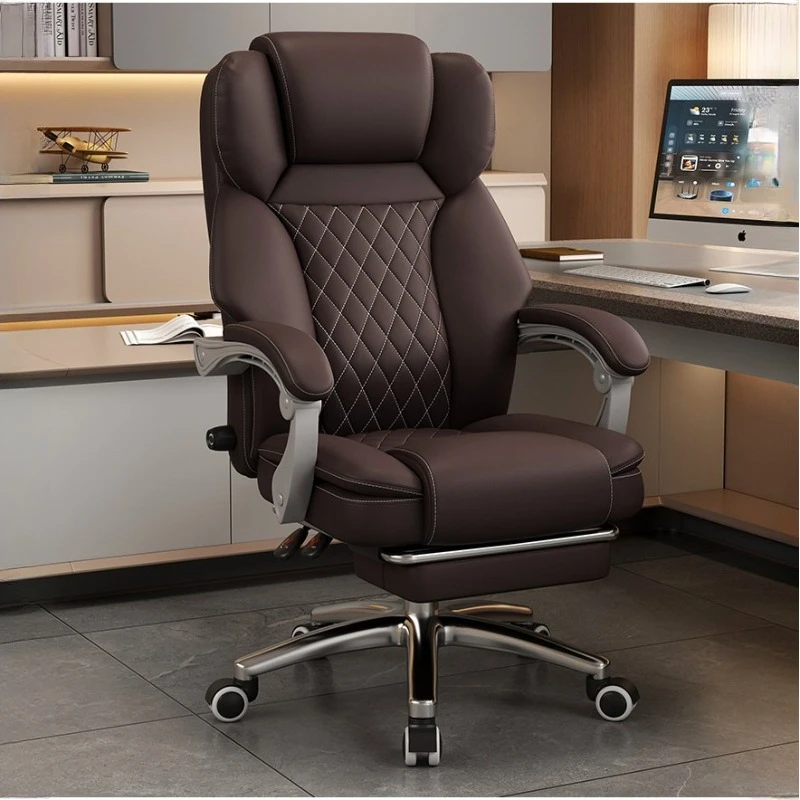 light luxury office chair leather high-end movable swivel boss chair ergonomic height adjustable sillas de oficina furniture