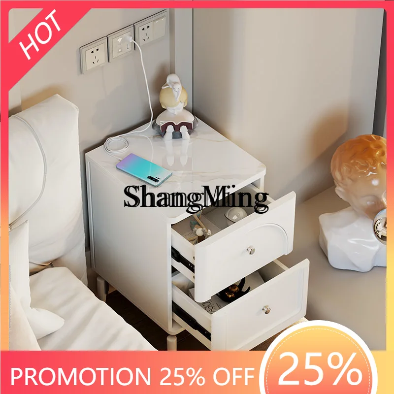 

SM sandy wind small mini extremely narrow 30cm white high-end master bedroom bedside table