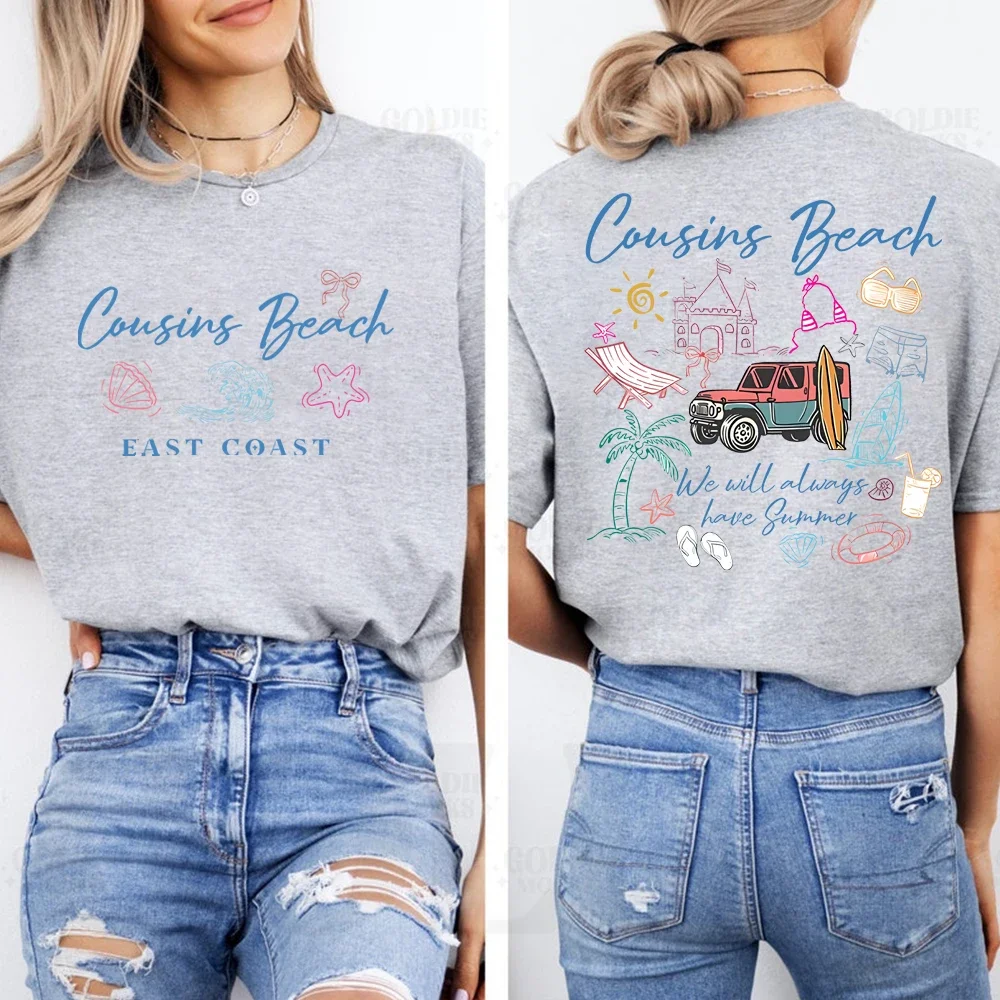 

Пляжная рубашка ТВ-шоуThe Summer I Turned Pretty 2-сторонняя футболка Team Conrad Belly Jeremiah Футболки в стиле ретро Harajuku с коротким рукавом Повседневная