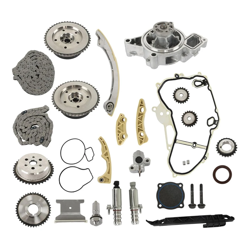 Engine Timing Chain Kit VCT Selenoid Actuator Gear Water Pump Fit 2.2 2.4 L L4 GAS For 09-17 GM Ecotec Chevrolet Buick 2.2L 2.4L