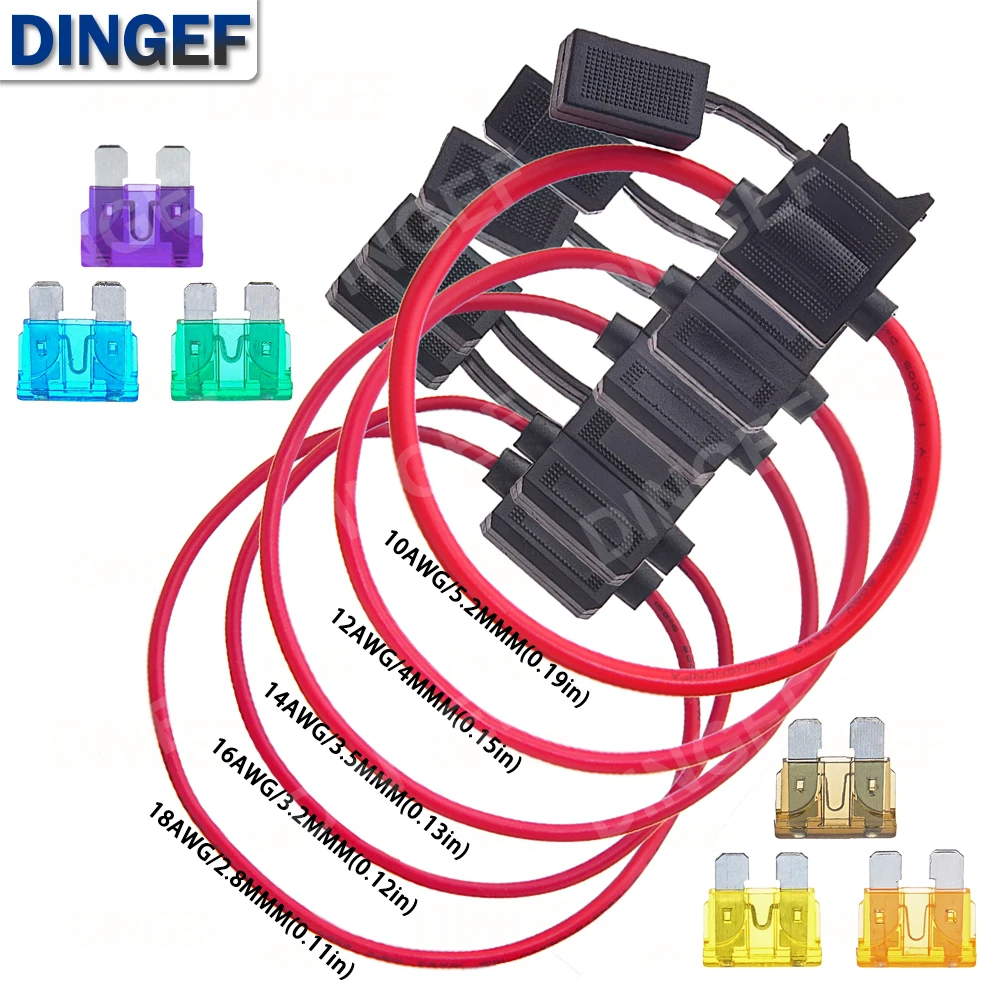 ATC Medium Blade Waterproof Fuse Holder For Automobile 32V 18/16/14/12/10AWG Standard Fuse Insert 1A 2A 3A 4A 5A 7.5A 10A 15A-50