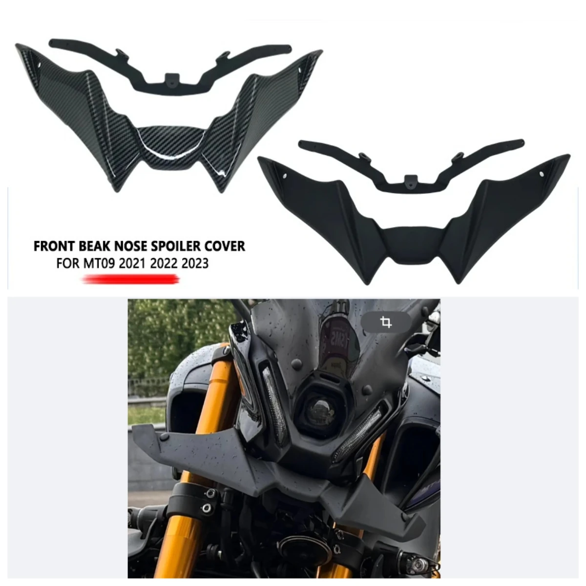 

Fit For YAMAHA MT-09 MT09 MT 09 SP 2021-2023 Motorcycle Front Wheel Fender Beak Nose Cone Extension Extender Cowl Spoiler Cover