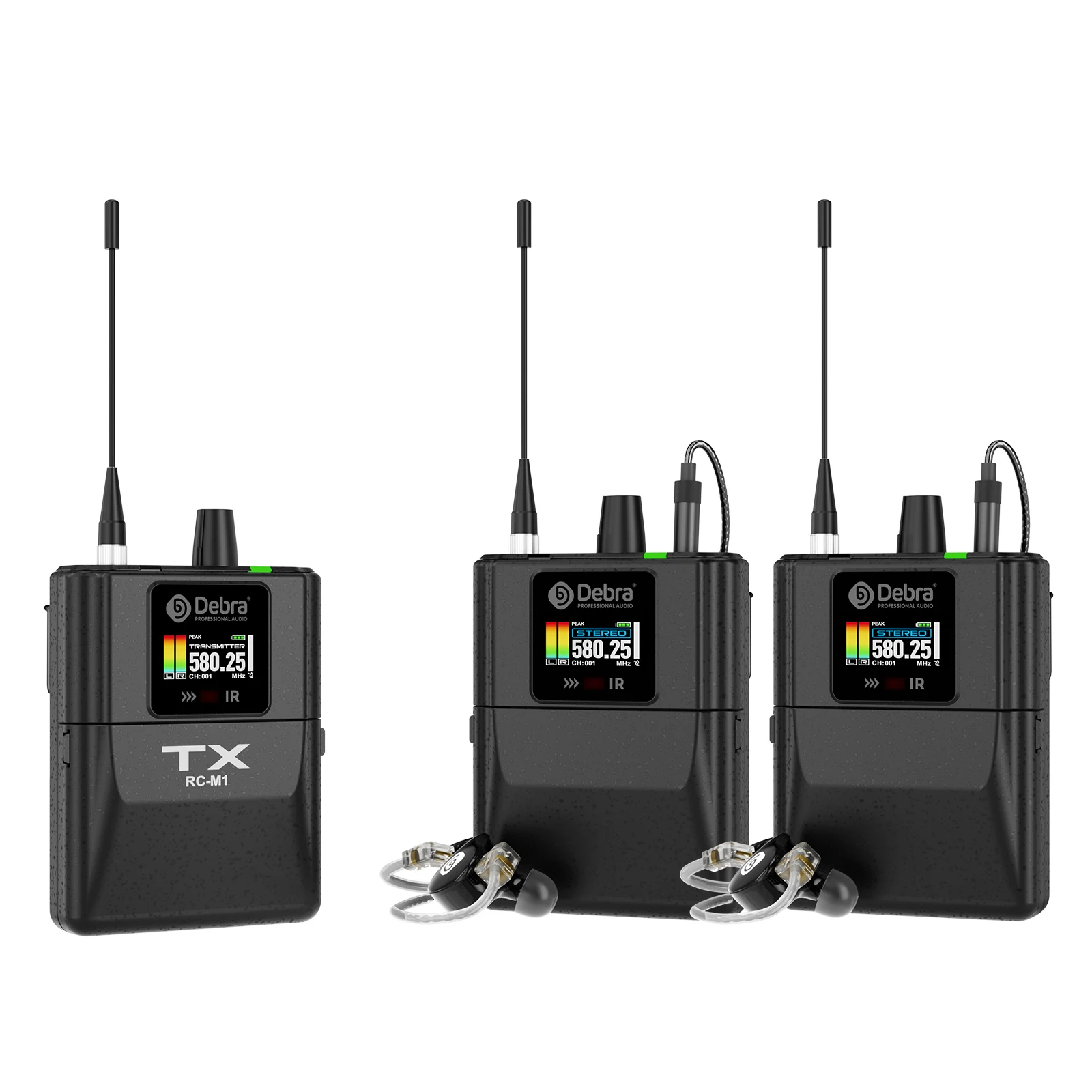Debra New RC-EM1 UHF Stereo Wireless In-Ear Monitoring System, arbeitet im Frequenzbereich 565–590 MHz, entwickelt für Bands und Live-Übertragungen. – Detail 18