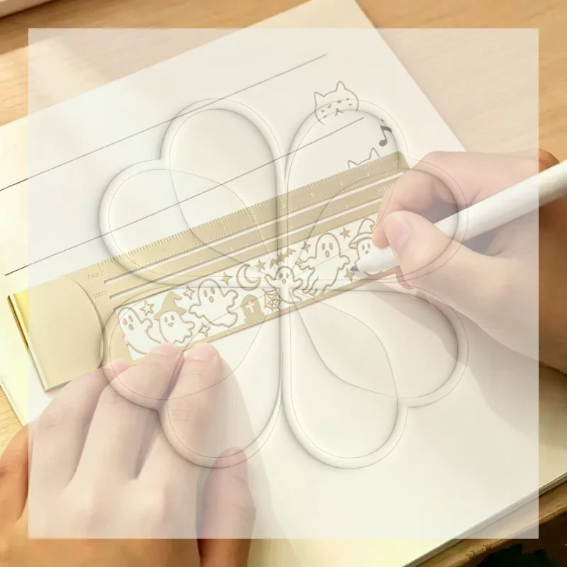 Brass Bookmark Ruler Portable Lightweight Hollow Measuring Tool Drawing Template for Travel Journaling Scrapbooking DIY Project
