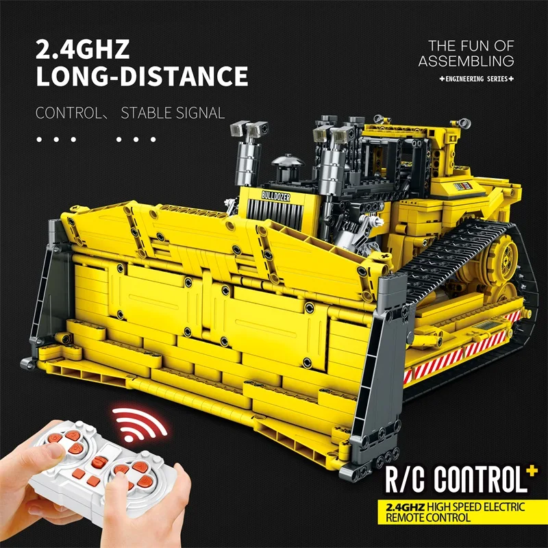 1836PCS D11 Bulldozer Remote Control Engineering Vehicle Building Blocks RC Car Model Bricks DIY Toys For Kids Birthday Gifts