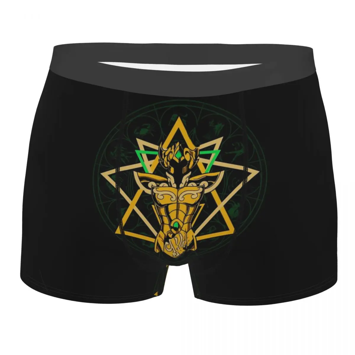 Leo Aiolia God Cloth Men Boxer Briefs Saint Seiya Adventure Anime Highly Breathable Underpants Top Quality Print Shorts Birthday