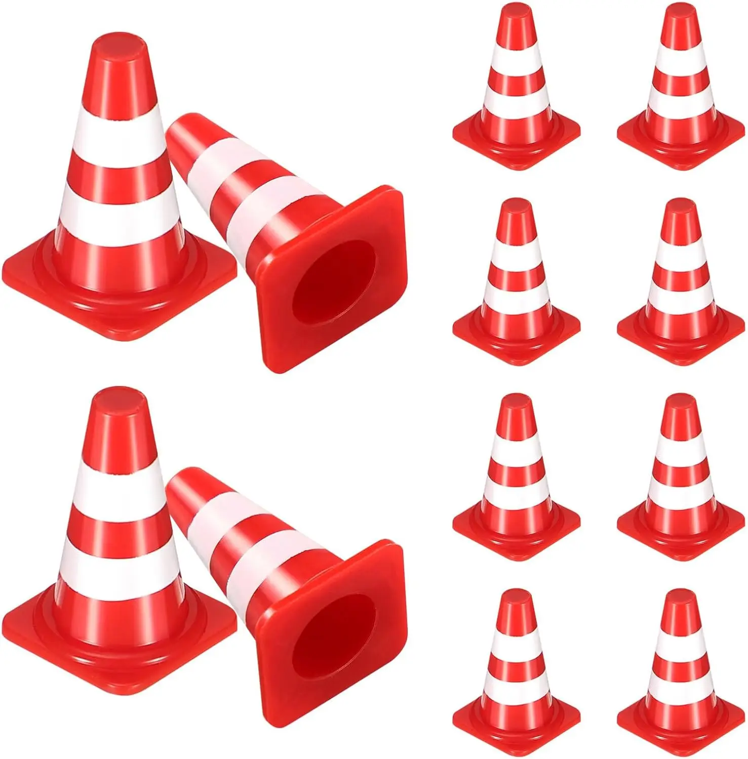 Mini Traffic Cones - Tiny Simulation Safety Roadblocks for DIY Architectural Models, Micro Landscape Decor & Diorama Crafts
