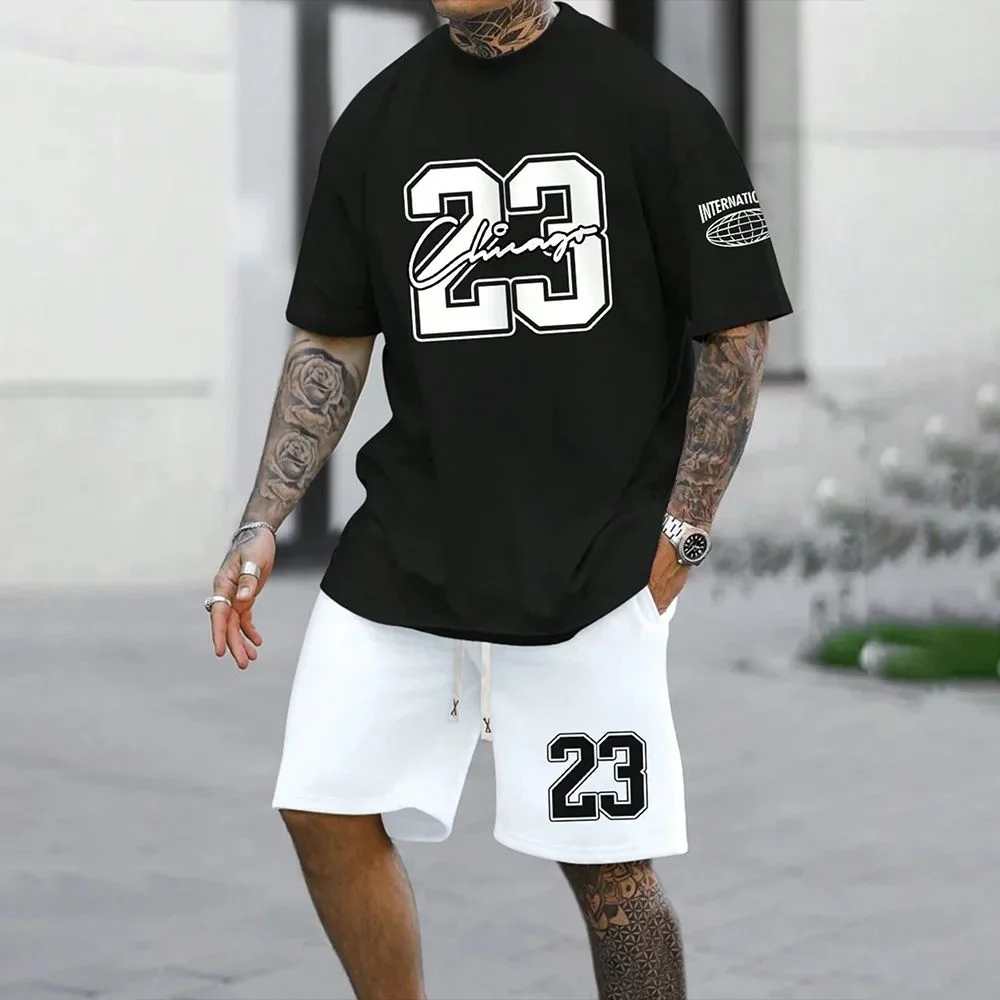 

3Dprinted Sports Fast Drying Breathable Men's T-shirt Shorts Football Suit Outdoor Street Casual Adult and Children's Same Style