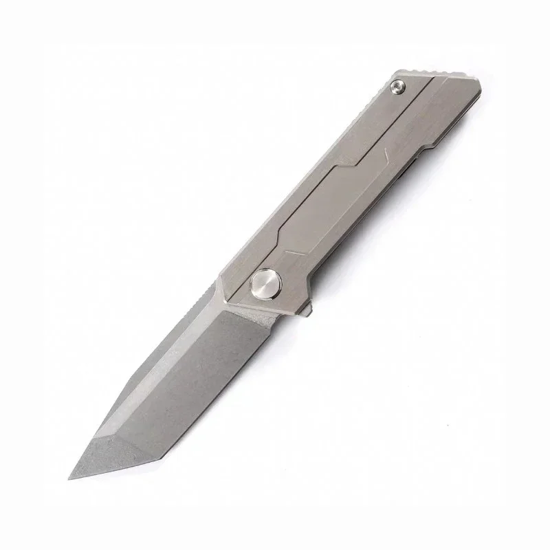 Tracer Pocket Folding Knife Stonewash 14C28N Blade TC4 Titanium Alloy Handle Tactical Rescue Hunting EDC Survival Tool Knives