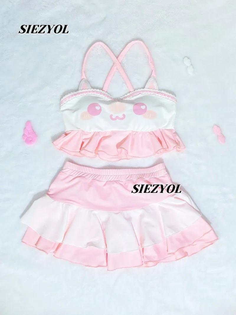 summer-new-original-cat-print-swimsuit-seaside-vacation-suspender-top-two-piece-set-sweet-and-cute-girl-pink-split-swimming-suit