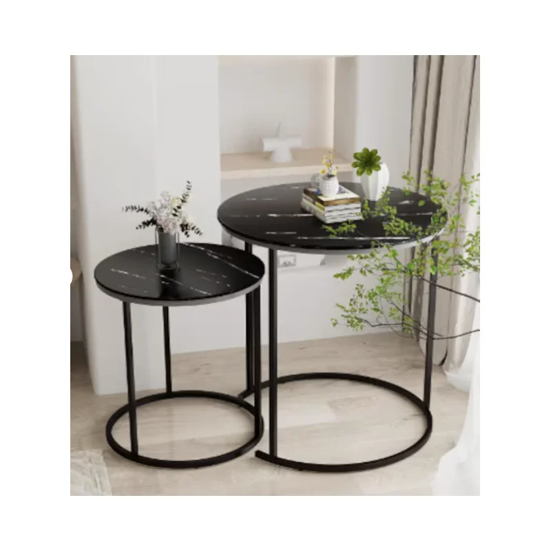 Hot Selling Living Room Desk Modern Coffee Table Round Coffee Table Set of 2 Wooden Nesting Coffee