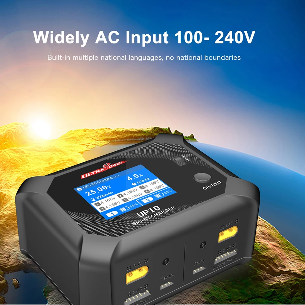 UltraPower UP10 AC100W DC200W 2*10A Dual Channel Smart Balance Charger for Lipo LiHV Lilon LiFe NiMH NiCd PB RC Battery