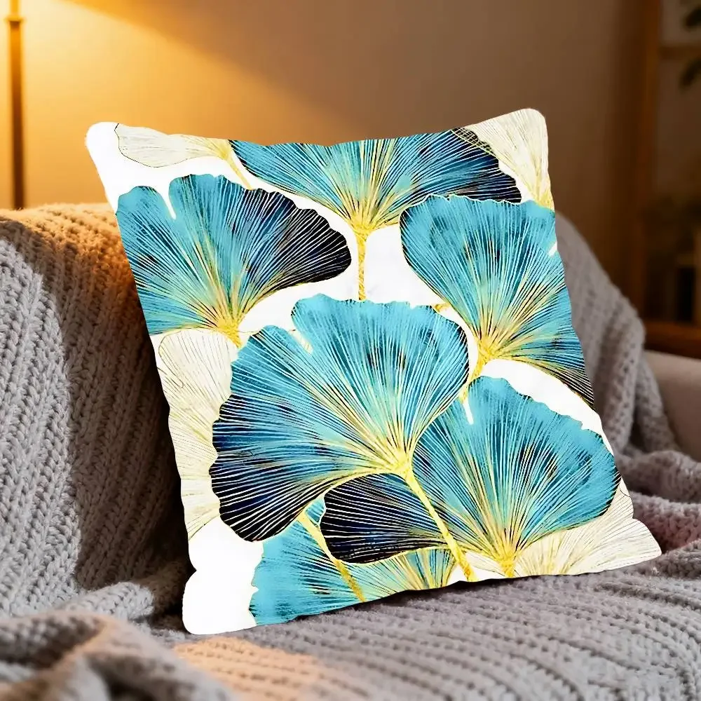 Ginkgo Leaf Pillow Case Cushion Cover Polyester Pillowcase Decorative Sofa Cushion Pillowcase Home Decor