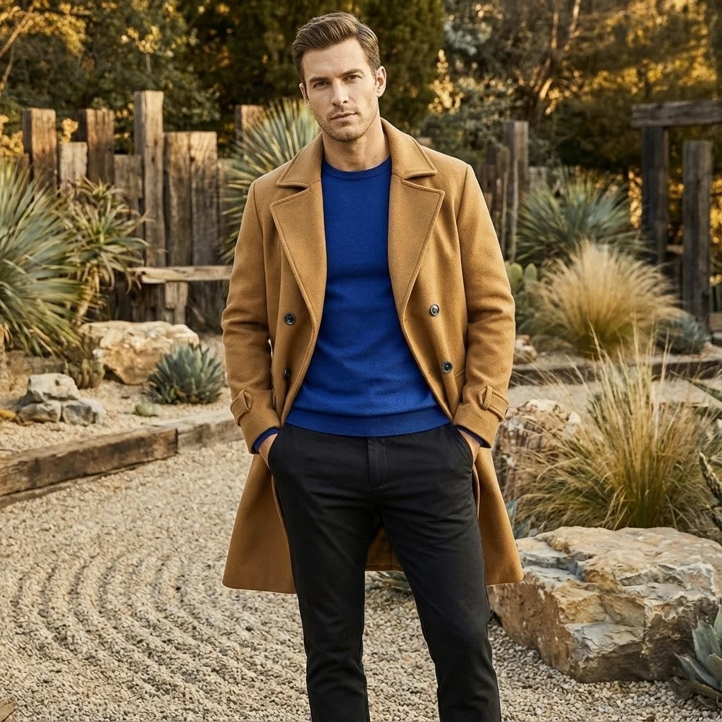 

Мужская двубортная куртка для поездок на работу, деловое повседневное пальто на теплой подкладке, верхняя одежда в европейском и американском стиле