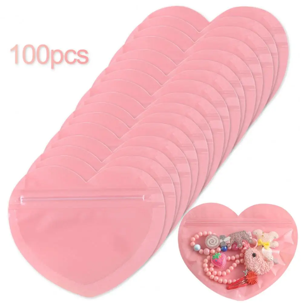 

100Pcs Packaging Bag Clear Heart-shaped Jewelry Bags Durable Mini Sealed Bag Anti-Oxidation Jewelry Organizer Pouches Bags