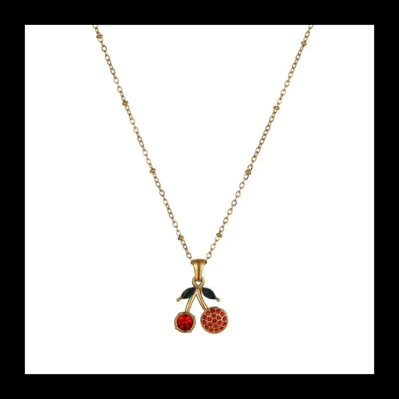 Ins الاتجاه الماس الكرز قلادة الفولاذ المقاوم للصدأ قلادة تصميم الحلو سلسلة الترقوة البند المجوهرات بالجملة #5