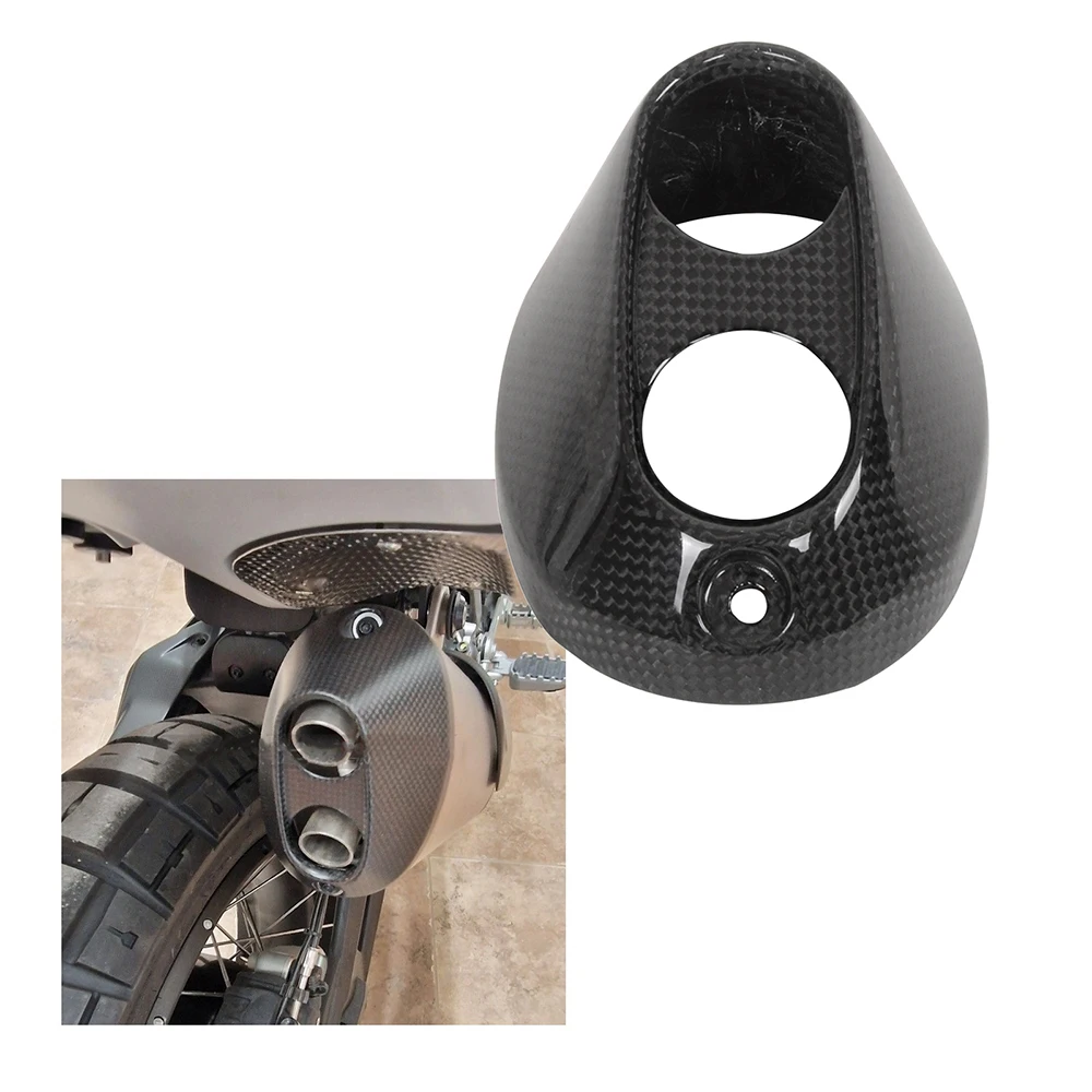 Carbon Fiber Motorcycle Exhaust Pipe Rear Cap Cover For Ducati DesertX 2022 2023