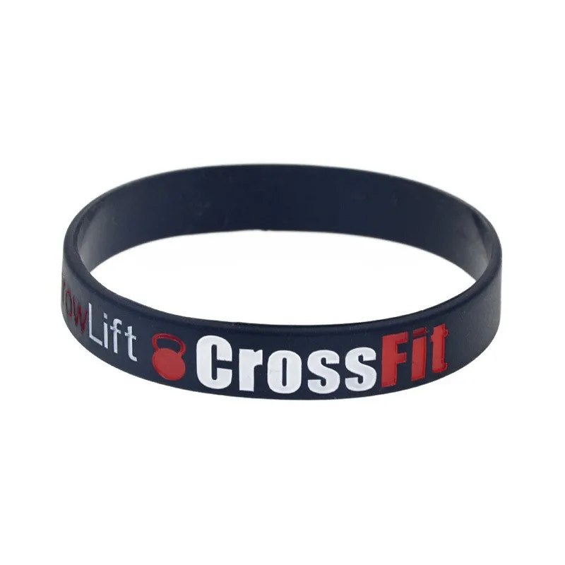 1 PC Squat Jump Climb Crossfit Silicone Wristband 1/2 Inch Wide Bangle Black and White