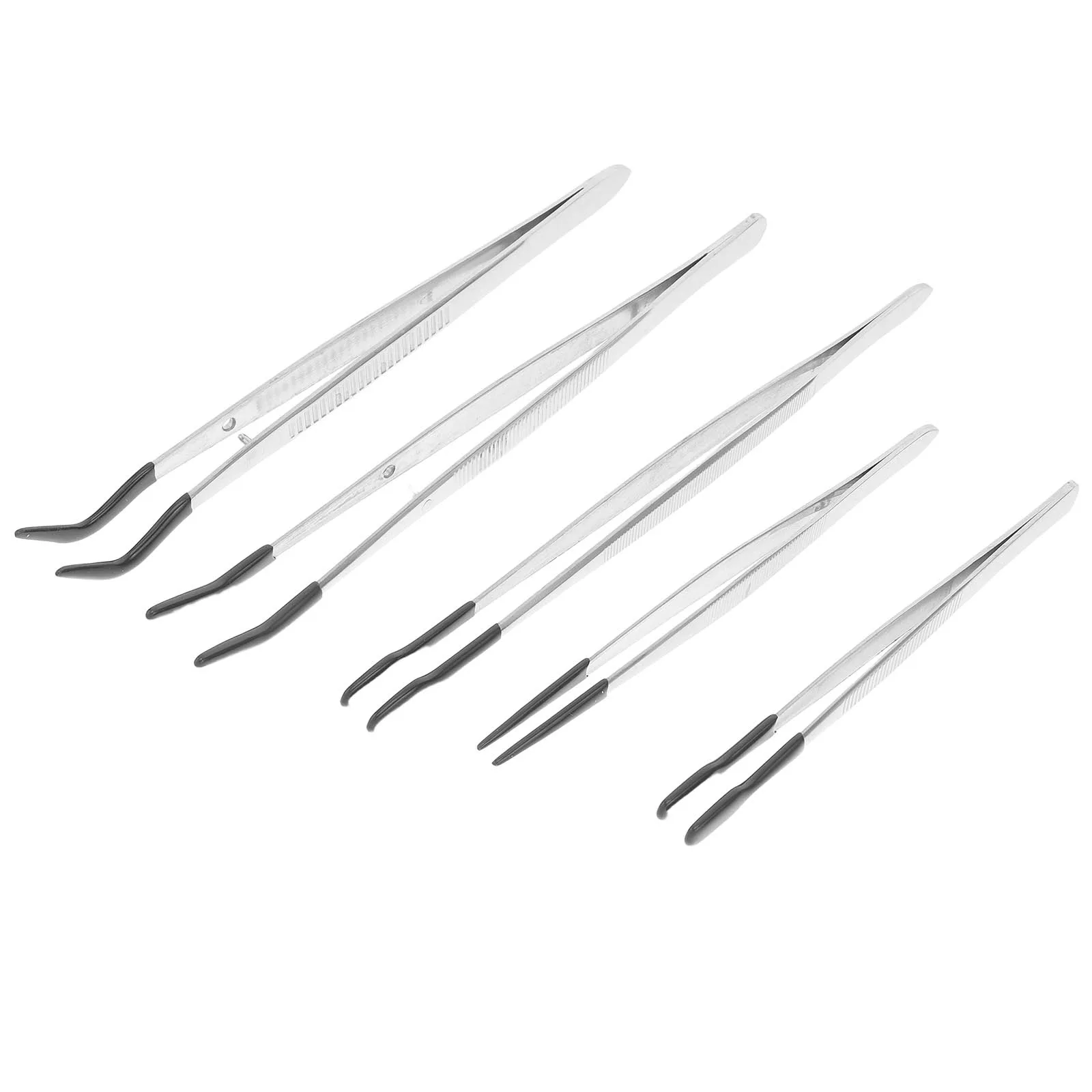 

5Pcs Rubber Tweezers Rubber Coated Soft Tips for Jewelry Stamps Crafting Precision Portable Kit Sewing Tweezers