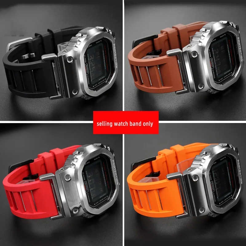 カシオG-SHOCKのフルオロラバーウォッチバンド、変更されたリストバンド、35周年記念シリーズ、GMW-B5000、小さなゴールドまたはシルバーのピース