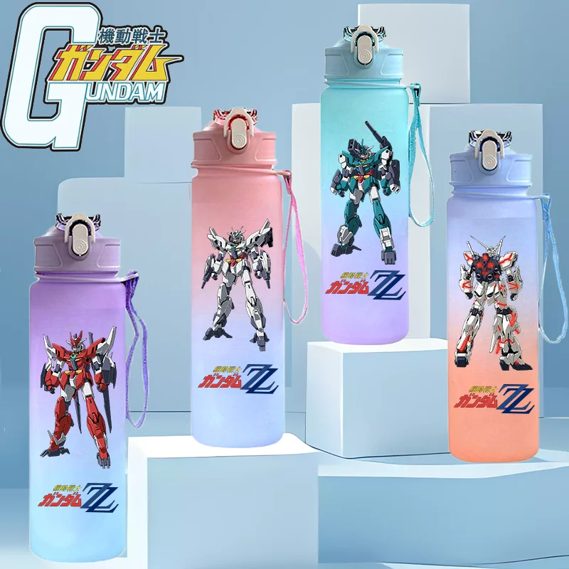 GUNDAM 750ml Large Capacity Mecha Gradient Color Plastic Cup Outdoor Sports Aldult Portable Childrens Straw Cup Anime Peripheral