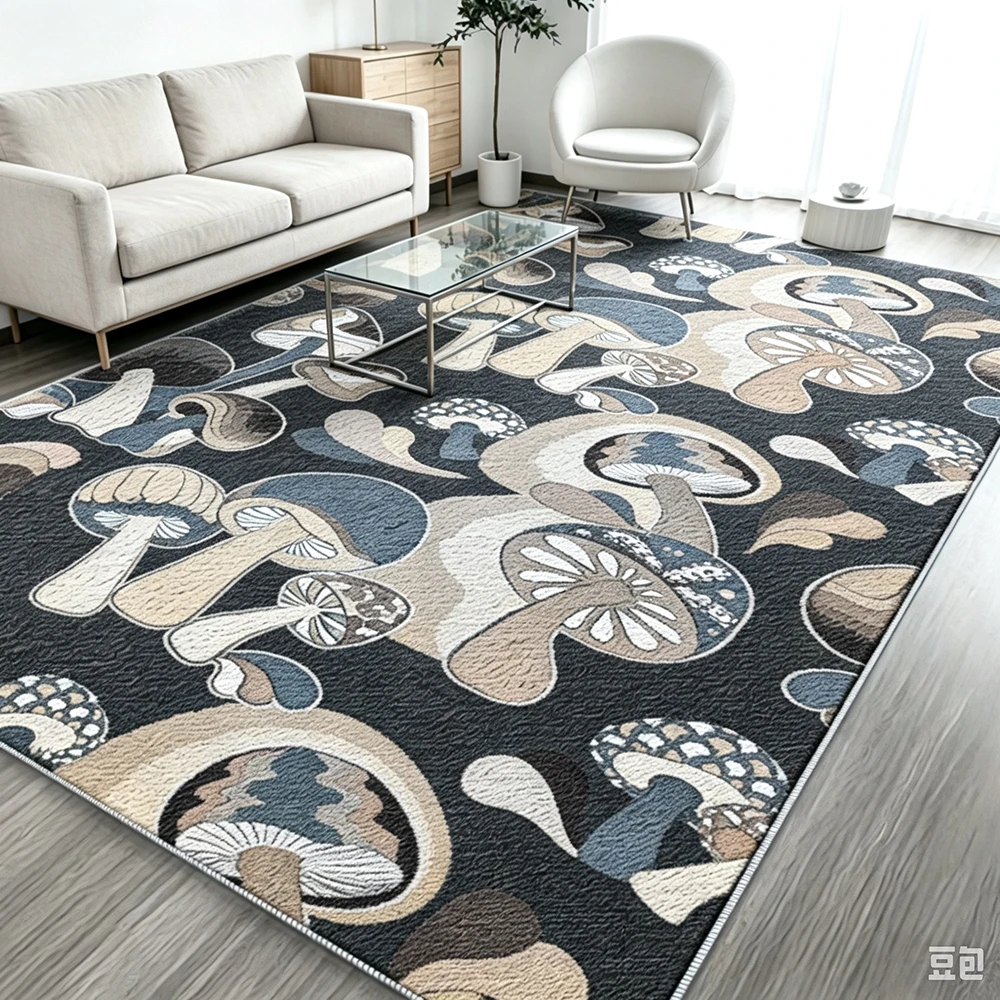 Area Rug Whimsical Mushroom Forest Botanical Vintage Retro Decorative Indoor Floor Carpet for Living Room Bedroom Home Decor