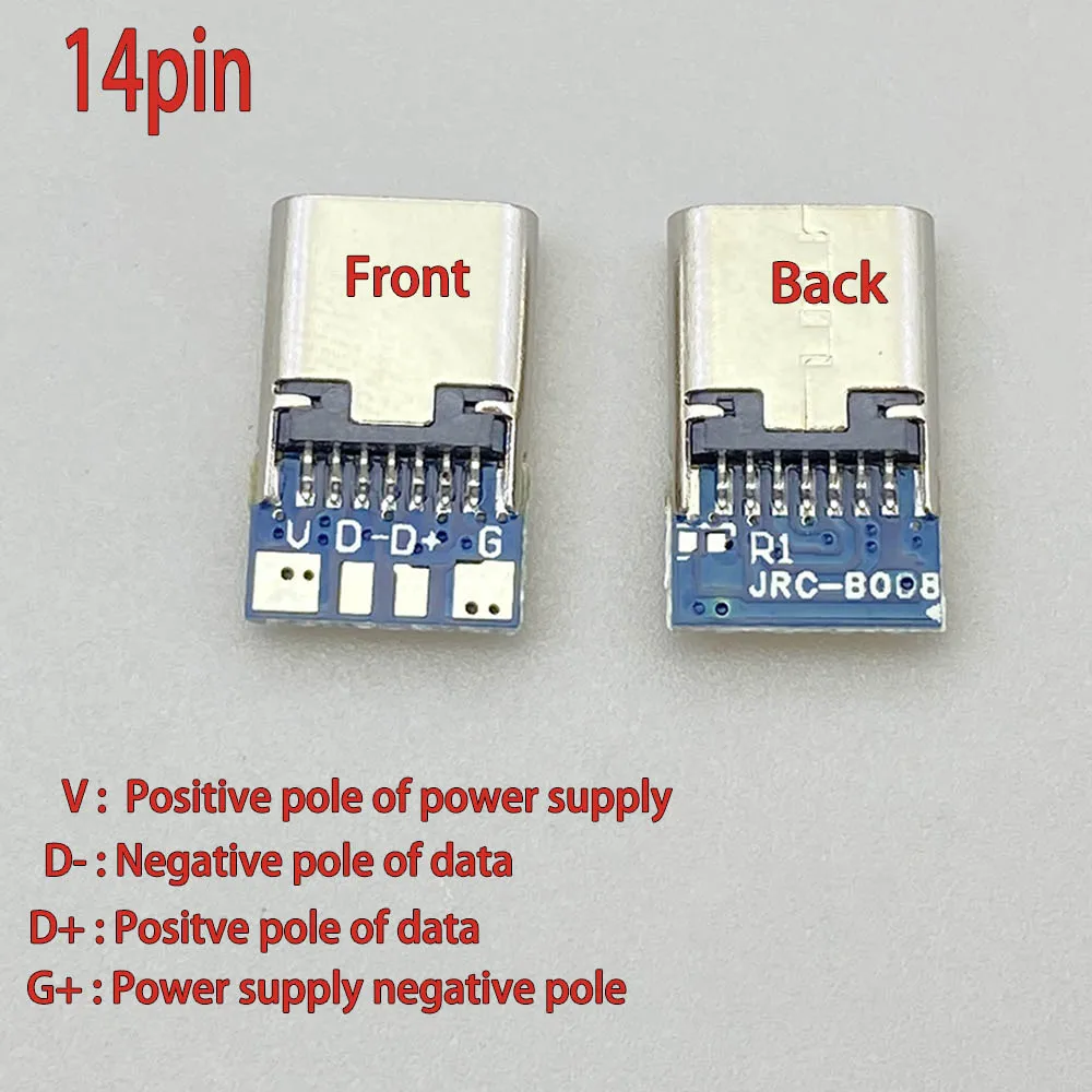 USB 3.1 Typ-C Anschluss 14/16-Pin Buchse 4-Pin Adapter für Lötkabel 6 Lötstellen mit CC1 CC2 USB-C Buchse – Detail 5