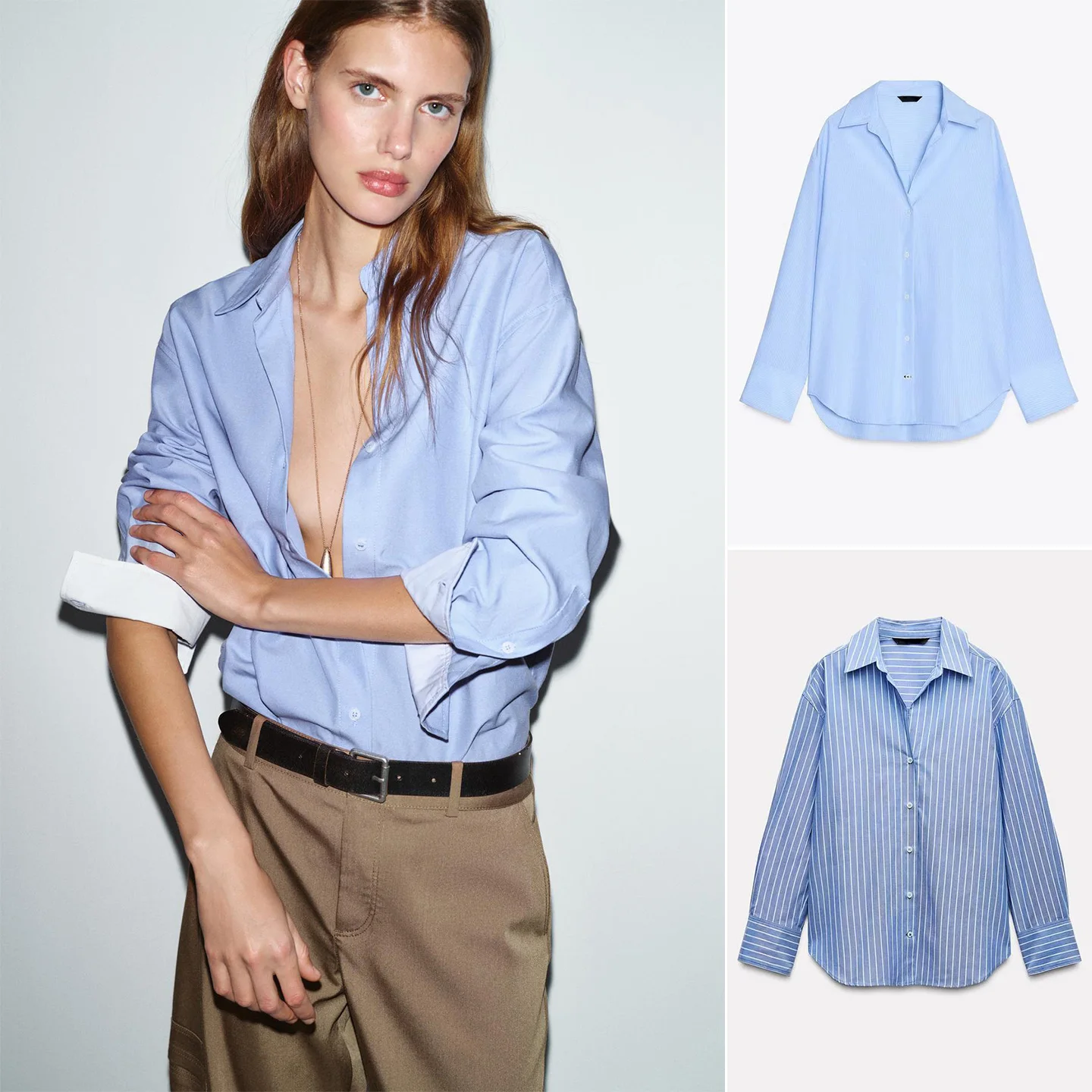 

Spring Summer New Arrival Women's Commuter Style Long Sleeve Button up Collar Basic Single Button Shirt Top Polyester Fiber