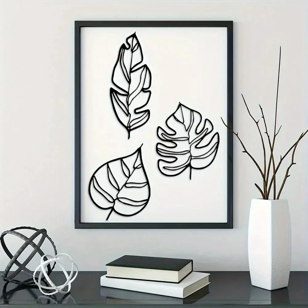 3pcs Animula Metal Wall Art | Aluminum Hanging Leaf Decor for Home Room Holiday