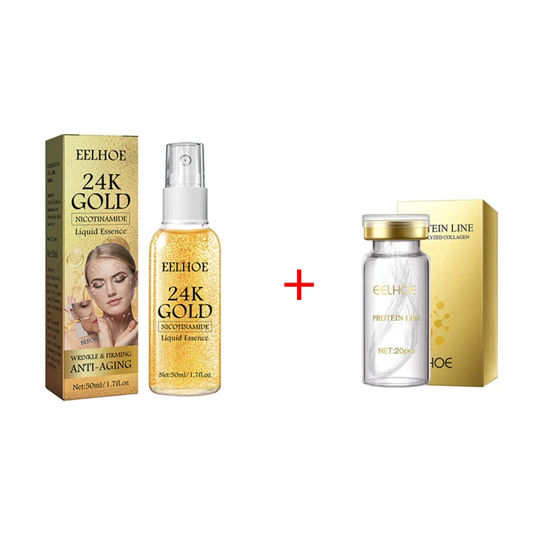 

24K Gold Absorbable Face Filler Serum Active Collagen Silk Thread Face Anti-Aging Essence Smoothing Firming Hyaluronic Skin Care