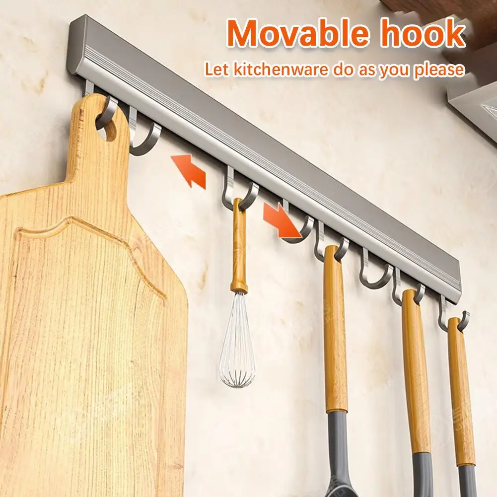 Wall Mounted Hooks Rack Punch Free Kitchen Utensils Storage Row Hook Holder Bathroom Robe Towel Hangers Multi-Purpose Hooks