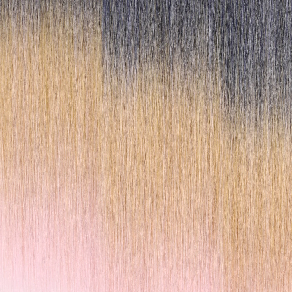 옴브레 야키 스트레이트 헤어 익스텐션 더블 22 24 26 합성 헤어 번들 다채로운 고온 코스프레 갈색 금발 머리