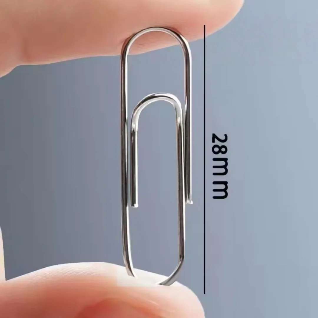 28mm Paperclips Smooth Surface Silver Paper Clips Rustproof Paper Clips Coated Stainless Steel Paper Clips For Document Photo