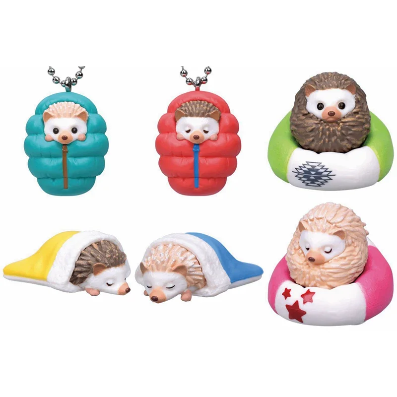 TARLIN Kawaii Cute Original Japan Gashapon Figure Anime Goodnight Hedgehog Camping Sleeping Bag Keychain Figurine Capsule Toy