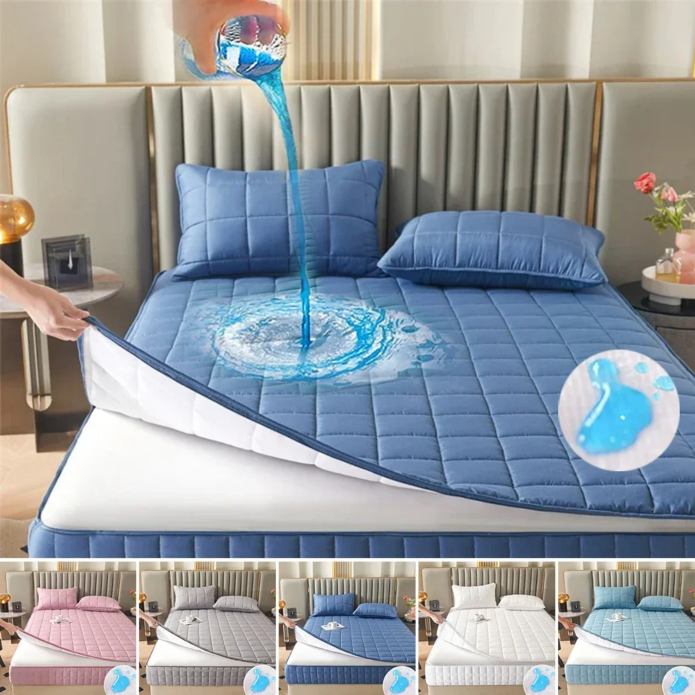 

1PC Six Sides Full Enclosed Mattress Protector Cover with Zipper Closure Luxury Soft Thicken Cotton Quilted Mattress Topper Pad