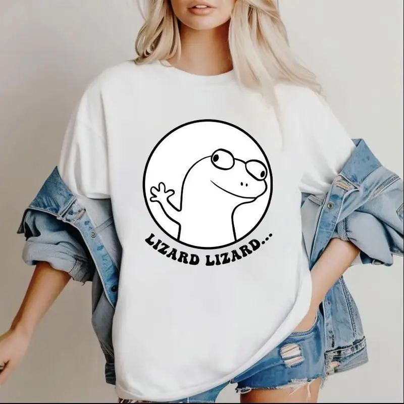 

"Funny Lizard Cartoon Graphic Sweatshirt | Oversized White Pullover for Teens & Adults | Trendy Casual Streetwear Top"
