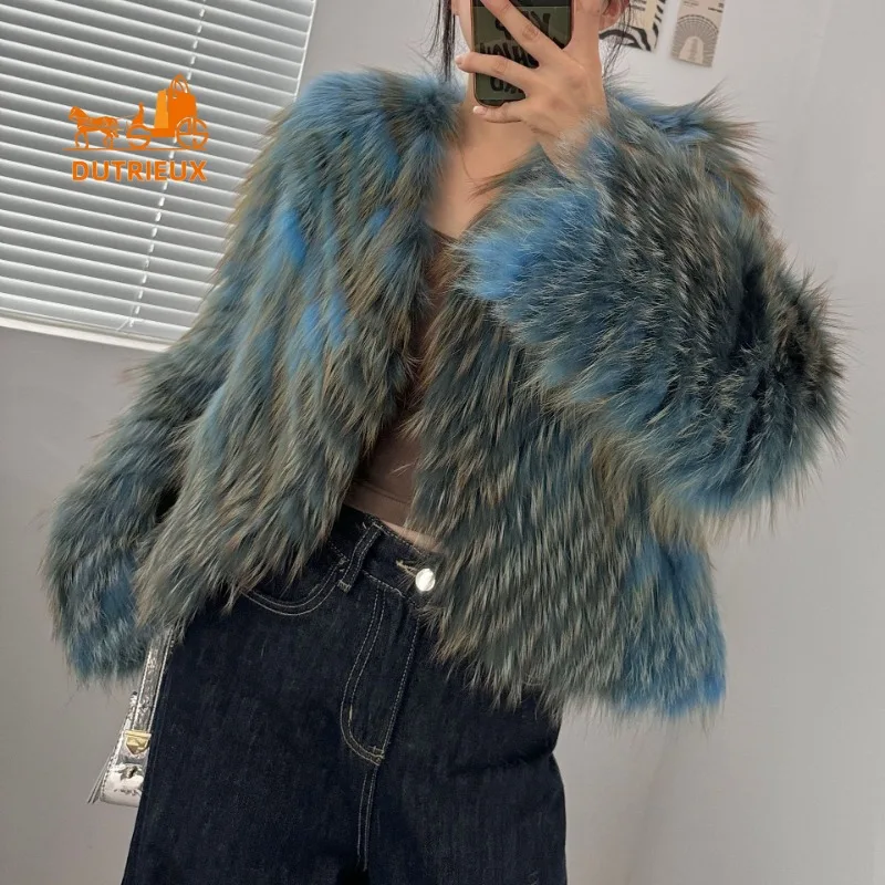 2025 신상 겨울 리얼 폭스퍼 숏 코트, 100% 폭스퍼, 출퇴근 연회 휴일 분위기 있는 패셔너블한 따뜻한 여성용 퍼 재킷