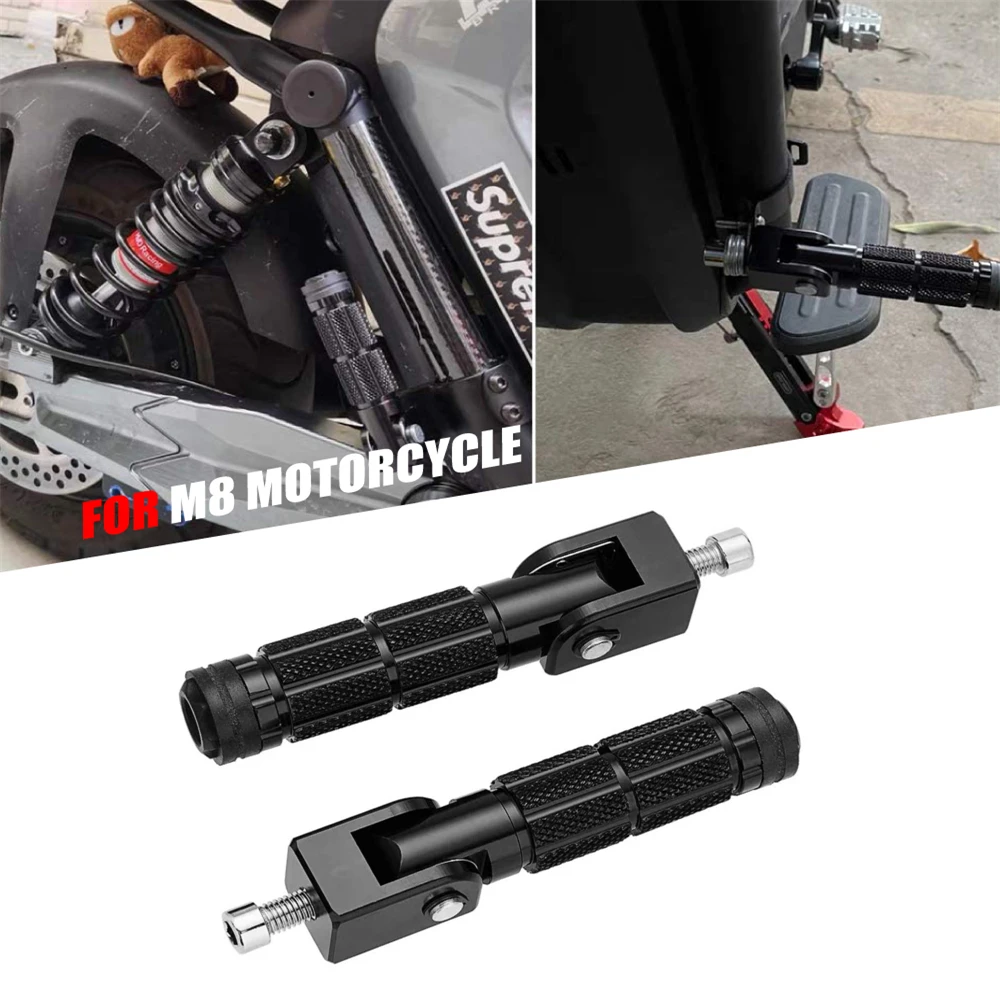 Durable M8 8MM Motorcycle Motor Bike Folding Footrests Footpegs Foot Rests Pegs Rear Pedals Set CNC Aluminum Motorcycle Part