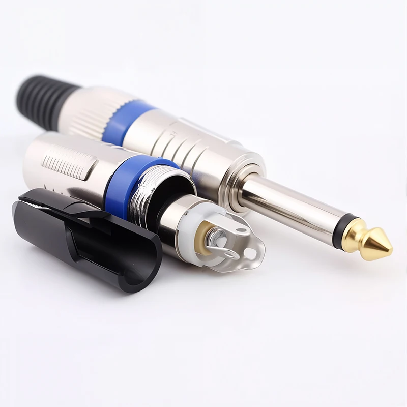 6.35 مللي متر موصل ستيريو 6.35 مللي متر ذكر أحادية التوصيل مضخم الصوت ميكروفون التوصيل لحام موصل ذاتي الصنع