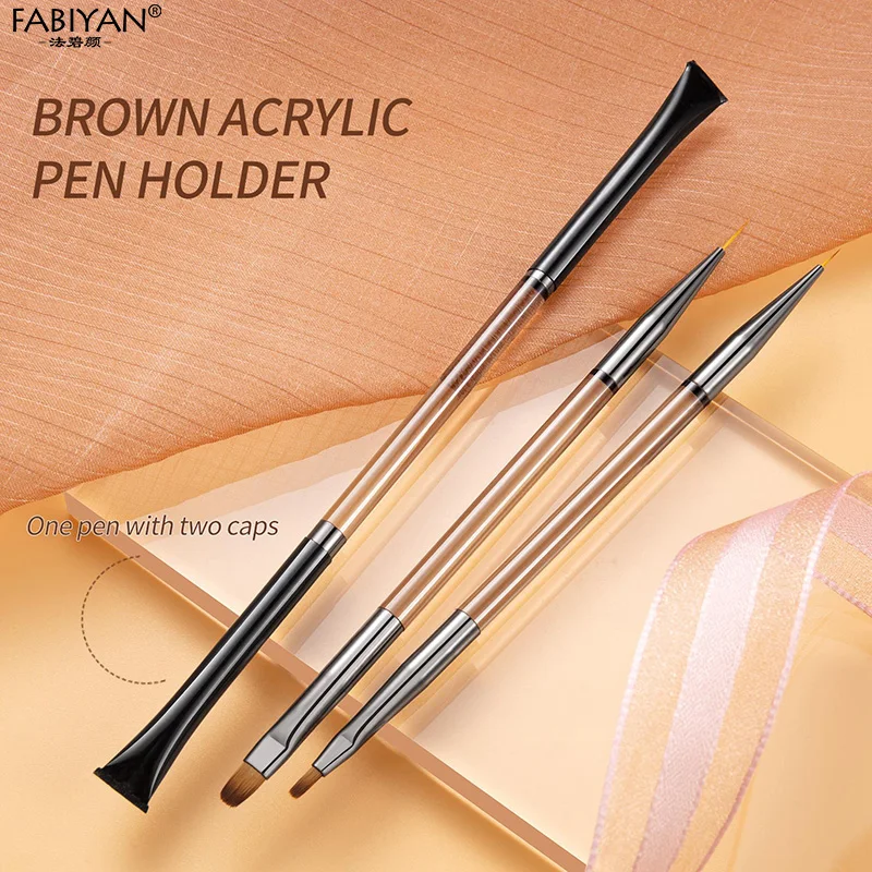 Double Ended 6/9/12mm Liner Painting Brush Nail Art Flat Round Drawing Flowers DIY Petal Pen Tools