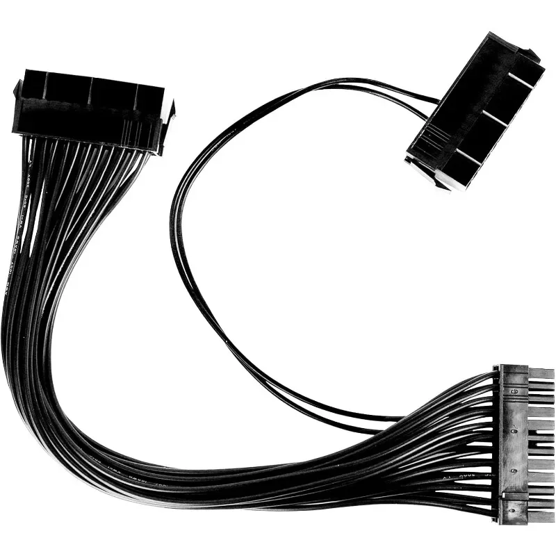 Dual Power Supply Synchronous Power Line 24-pin Adapter, for ATX Motherboard, 24-pin Case Power Interface Extension Cable 30 Cm